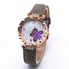 Leather Quartz Watch Set With Alloy Case Imitation Leather Strap Round Dial Starry Sky Pattern For Women