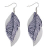 Leather Sshaped Feather Print Earrings For Women