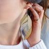 Leather Sshaped Feather Print Earrings For Women