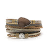 Leather Stainless Steel Geometric Shapes Woven Bracelet Jewelry With Electroplating Treatment