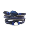 Leather Stainless Steel Geometric Shapes Woven Bracelet Jewelry With Electroplating Treatment