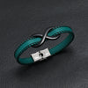Leather Stainless Steel Hand Knitted Hiphop Infinite Symbol Men's Bracelet Jewelry
