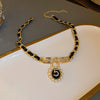 Leather Sweater Chain With Diamondembedded Digital Flower Pattern Electroplated Allmatching For Women