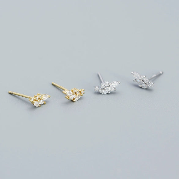 Leaves Diamond Earrings S925 Silver Electroplated Design Overlapped Allmatch Women's Earrings
