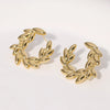 Leaves Stainless Steel Ear Studs For Women With Electroplating Treatment Simple Style