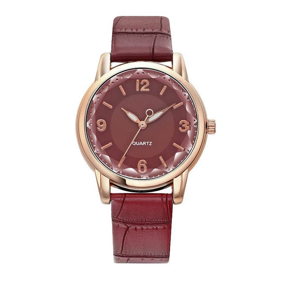 Leisure Alloy And Imitation Leather Women's Watch With Round Dial And Pin Buckle