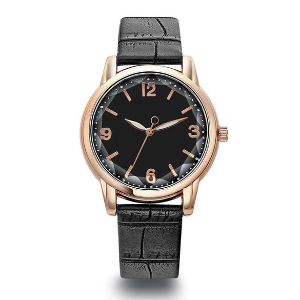 Leisure Alloy And Imitation Leather Women's Watch With Round Dial And Pin Buckle