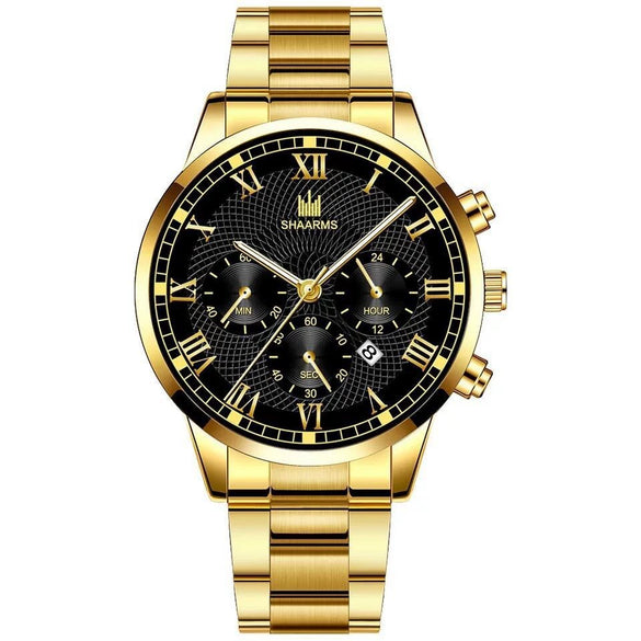 Leisure Alloy Belt Quartz Watch With Round Dial And Horseshoe Buckle For Men