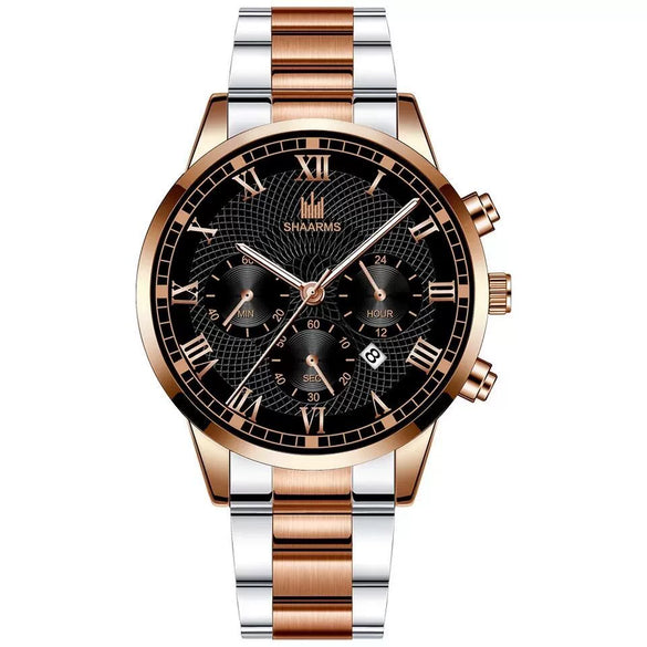 Leisure Alloy Belt Quartz Watch With Round Dial And Horseshoe Buckle For Men
