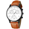Leisure Alloy Case Stainless Steel Clasp Imitation Leather Strap Round Dial Pu Belt Quartz Watch With Printed Logo And Luminous Exquisite Dial For Men