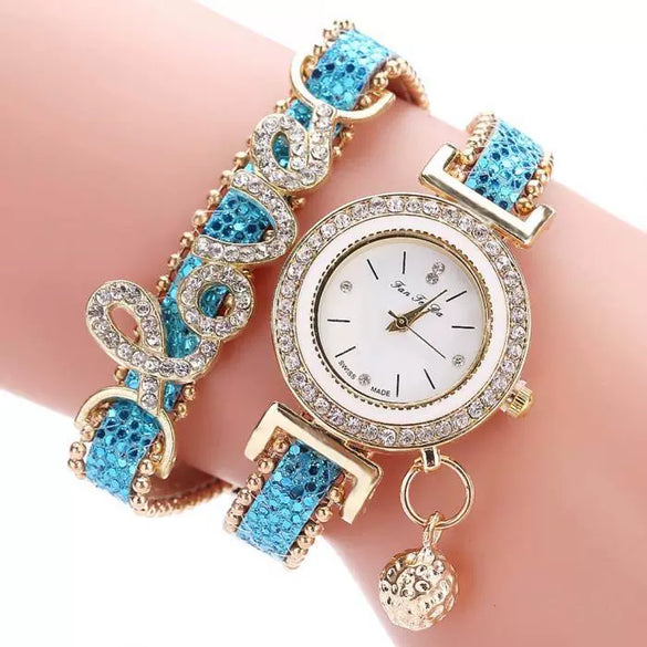 Leisure Alloy Pu Stainless Steel Round Dial Women's Bracelet Quartz Watch