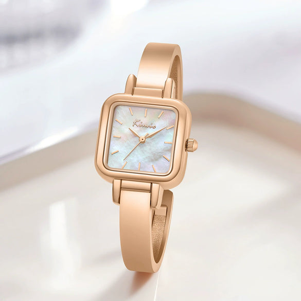 Leisure Alloy Quartz Watch For Women With Square Dial And Round Corners
