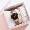 Leisure Alloy Women's Quartz Watch And Bracelet Twopiece Set With Magnet Buckle And Round Dial