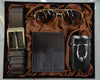 Leisure Business Men's Alloy Pu Watch Belt Wallet Set With Round Dial And Spiral Crown