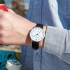 Leisure Couple Watch Alloy Case Imitation Leather Strap Stainless Steel Clasp Round Dial