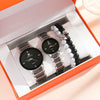 Leisure Couple Watch And Love Bracelet Set Alloy Case Stainless Steel Strap Round Dial