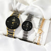 Leisure Couple Watch And Love Bracelet Set Alloy Case Stainless Steel Strap Round Dial