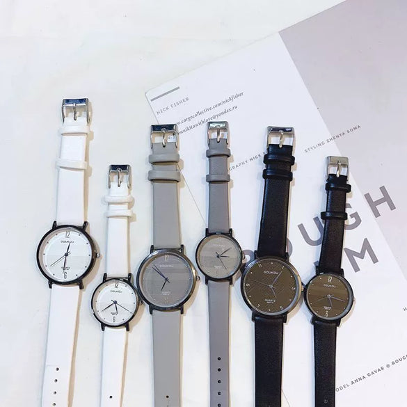 Leisure Couple's Watch With Alloy Case Imitation Leather Strap And Stainless Steel Clasp Round Dial