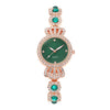 Leisure Diamondencrusted Alloy Case Imitation Leather Strap Round Dial Women's Bracelet Watch