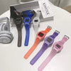 Leisure Female Student Translucent Square Electronic Luminescent Plastic Watch
