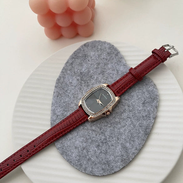 Leisure Female Student Watch With Alloy Case And Ordinary Glass Mirror Square Dial