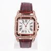 Leisure Female Watch Set With Alloy Case Genuine Leather Strap And Round Dial