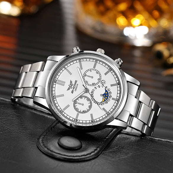 Leisure Hightech Alloy Band Quartz Watch With Round Dial For Men