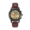 Leisure Hollow Quartz Watch Alloy Case Imitation Leather Strap Iron Buckle Round Dial Business Style Universal For Men