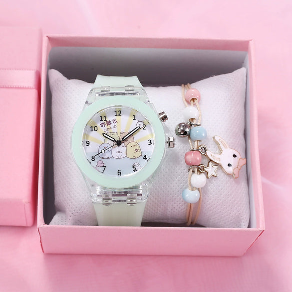 Leisure Luminous Unicorn Alloy And Silicone Electronic Watch With Stainless Steel Clasp And Round Dial