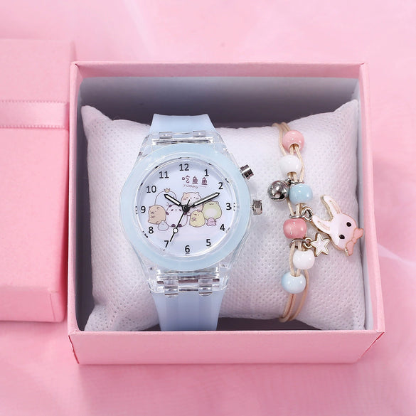 Leisure Luminous Unicorn Alloy And Silicone Electronic Watch With Stainless Steel Clasp And Round Dial