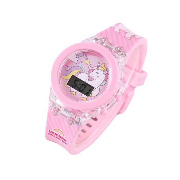 Leisure Luminous Unicorn Electronic Watch With Silicone Strap And Alloy Case