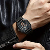 Leisure Men's Alloy Pin Buckle Doublelayer Square Imitation Leather Belt Sports Quartz Watch