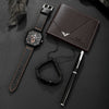 Leisure Men's Alloy Pin Buckle Doublelayer Square Imitation Leather Belt Sports Quartz Watch