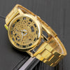 Leisure Perspective Cut Out Alloy And Stainless Steel Band Round Dial Pointer Watch With Horseshoe Buckle