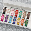 Leisure Plastic And Stainless Steel Imitation Leather Belt Wrist Watch Round Dial Dopamine Color For Female
