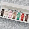 Leisure Plastic And Stainless Steel Imitation Leather Belt Wrist Watch Round Dial Dopamine Color For Female