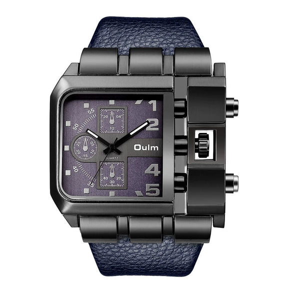 Leisure Quartz Men's Watch Stainless Steel Rectangle Dial Pin Buckle