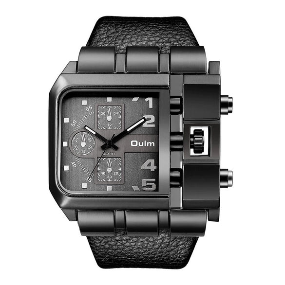 Leisure Quartz Men's Watch Stainless Steel Rectangle Dial Pin Buckle