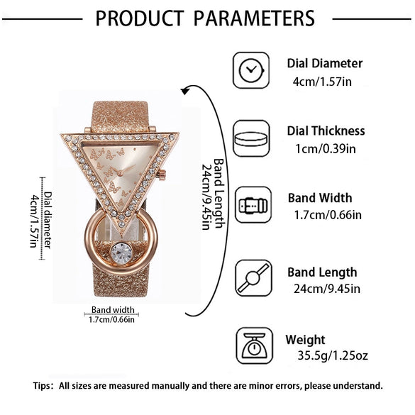 Leisure Quartz Watch And Pearl Butterfly Bracelet Suit Alloy Material Round Dial For Female