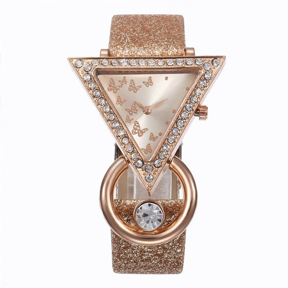 Leisure Quartz Watch And Pearl Butterfly Bracelet Suit Alloy Material Round Dial For Female
