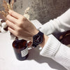 Leisure Quartz Watch For Female Middle School Students Alloy Case Silicone Strap Stainless Steel Clasp Round Dial Ordinary Glass Mirror