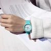 Leisure Quartz Watch For Female Middle School Students Alloy Case Silicone Strap Stainless Steel Clasp Round Dial Ordinary Glass Mirror