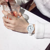 Leisure Quartz Watch For Female Middle School Students Alloy Case Silicone Strap Stainless Steel Clasp Round Dial Ordinary Glass Mirror