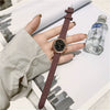 Leisure Retro Allmatch Couple Watch Alloy Case Imitation Leather Strap Stainless Steel Clasp Round Dial Ordinary Glass Mirror