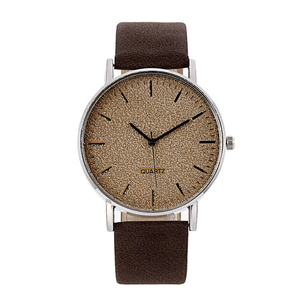 Leisure Retro Couple Quartz Watch Alloy Case Imitation Leather Strap Stainless Steel Clasp Round Dial