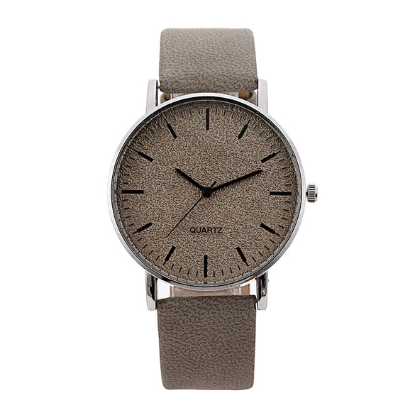 Leisure Retro Couple Quartz Watch Alloy Case Imitation Leather Strap Stainless Steel Clasp Round Dial