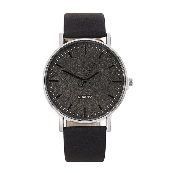 Leisure Retro Couple Quartz Watch Alloy Case Imitation Leather Strap Stainless Steel Clasp Round Dial