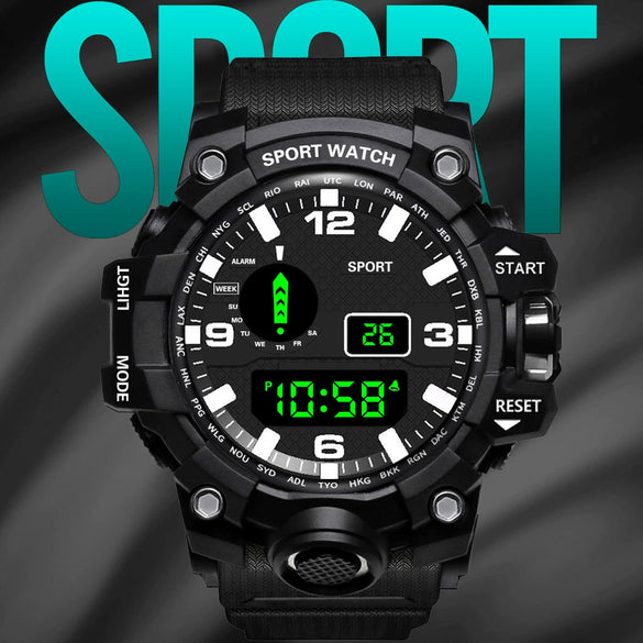 Leisure Sports Electronic Watch Alloy Case And Strap Round Dial Ordinary Glass Mirror