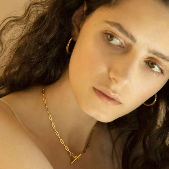 Leisure Sports Rectangular Stainless Steel Vacuum Gold Plated Bamboo Chain Necklace For Women
