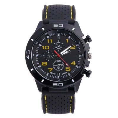 Leisure Sports Watch Silicone Plastic Ordinary Glass Mirror Pin Buckle Round Dial